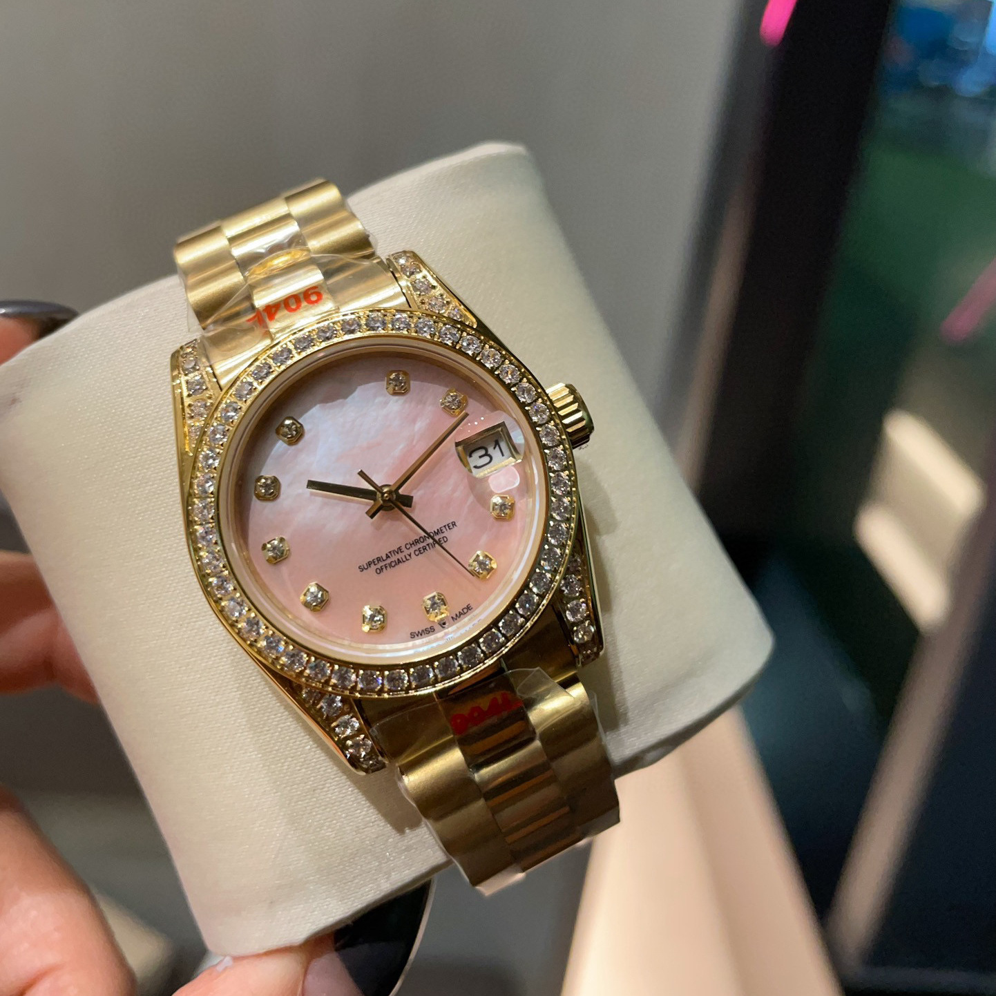 微商代发劳家蚝式恒动日志31mm瑞士石英女表日志系列带钻女手表批
