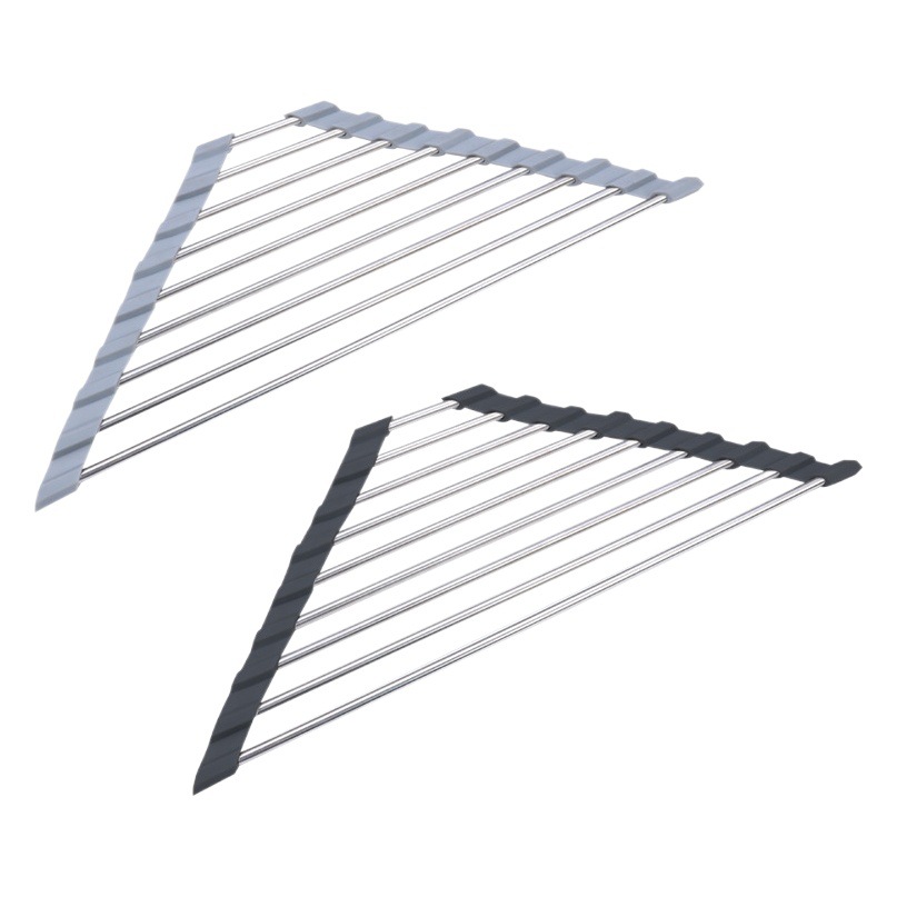 Stainless steel kitchen fruit and vegetable sink draining rack sink dish rack non-slip folding Dish draining tripod