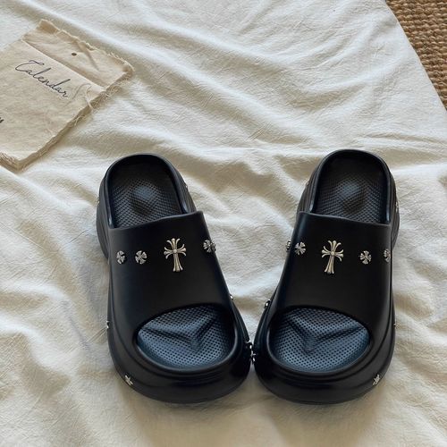 Ladies' Casual Shoes with 8CM Thick Platform High Heels, Outdoor Wear Fashion High Heels, Summer One-Sided Slides, Trendy