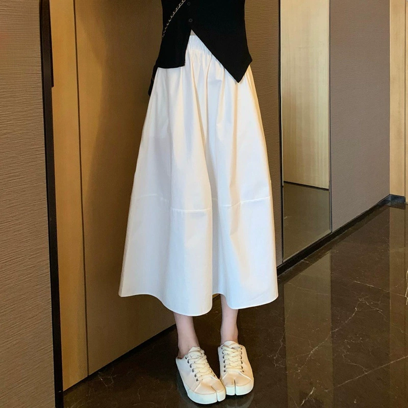 Белая юбка-зонтик, женская летняя юбка, новинка весны 2025, маленькая белая юбка, юбка-бульонка, юбка-трапеция в форме груши