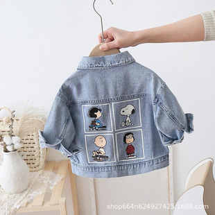 Baby Denim Jacket 2024 Spring New Children's Clothing Boys and Girls Tops Cartoon Jacket Versatile Denim Top Long Sleeves