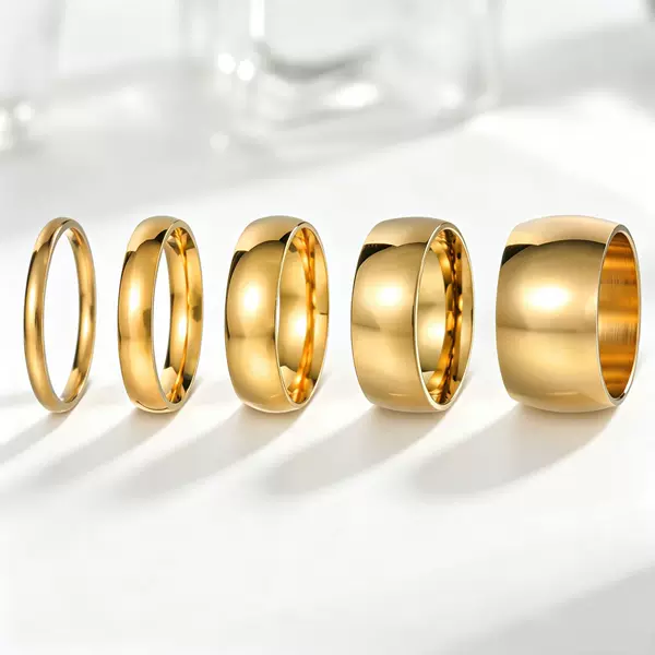 Factory wholesale in stock: Stainless steel curved plain rings, fashionable light luxury plain rings for couples, trendy hand accessories
