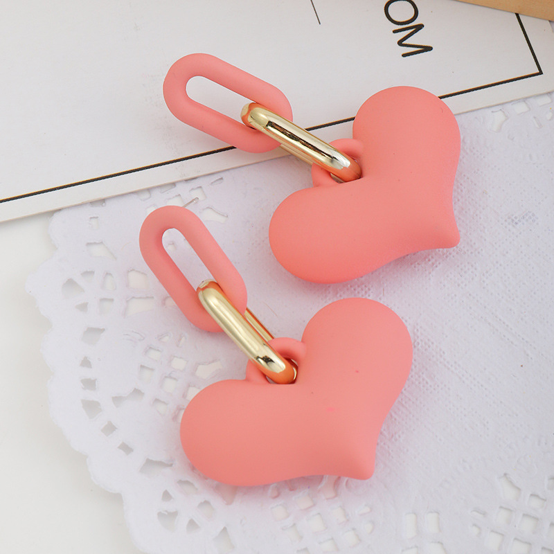 Boucles D&#39;oreilles Couleur Bonbon En Forme De Coeur display picture 7