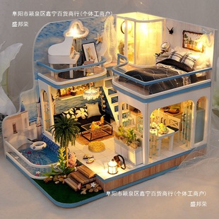 2025 Internet Celebrity Handmade Hut Chinese Style Ancient Building Assembled House Model Kidsren's Toy Birthday Gift for Girls