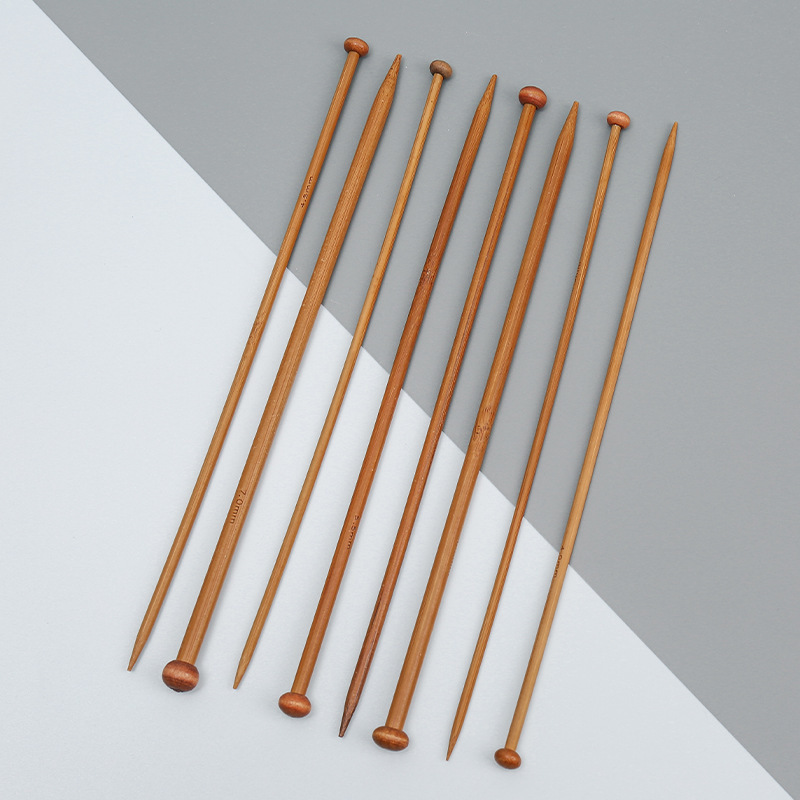 Fábrica directa de 25cm de bambú aguja de cabeza única suéter herramientas de tejido de lana multi-especificaciones aguja de tapping carbonizada