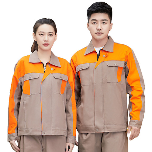 Spring and Autumn long-sleeved work clothes for men and women, spliced ​​sanitation clothes, labor protection clothes, factory workers, welding engineering clothes, overalls suits
