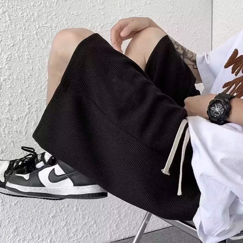 2025 verano nuevo pesado pull-out pantalones casuales sueltos pantalones cortos deportivos de color sólido para hombres se pueden personalizar impresión