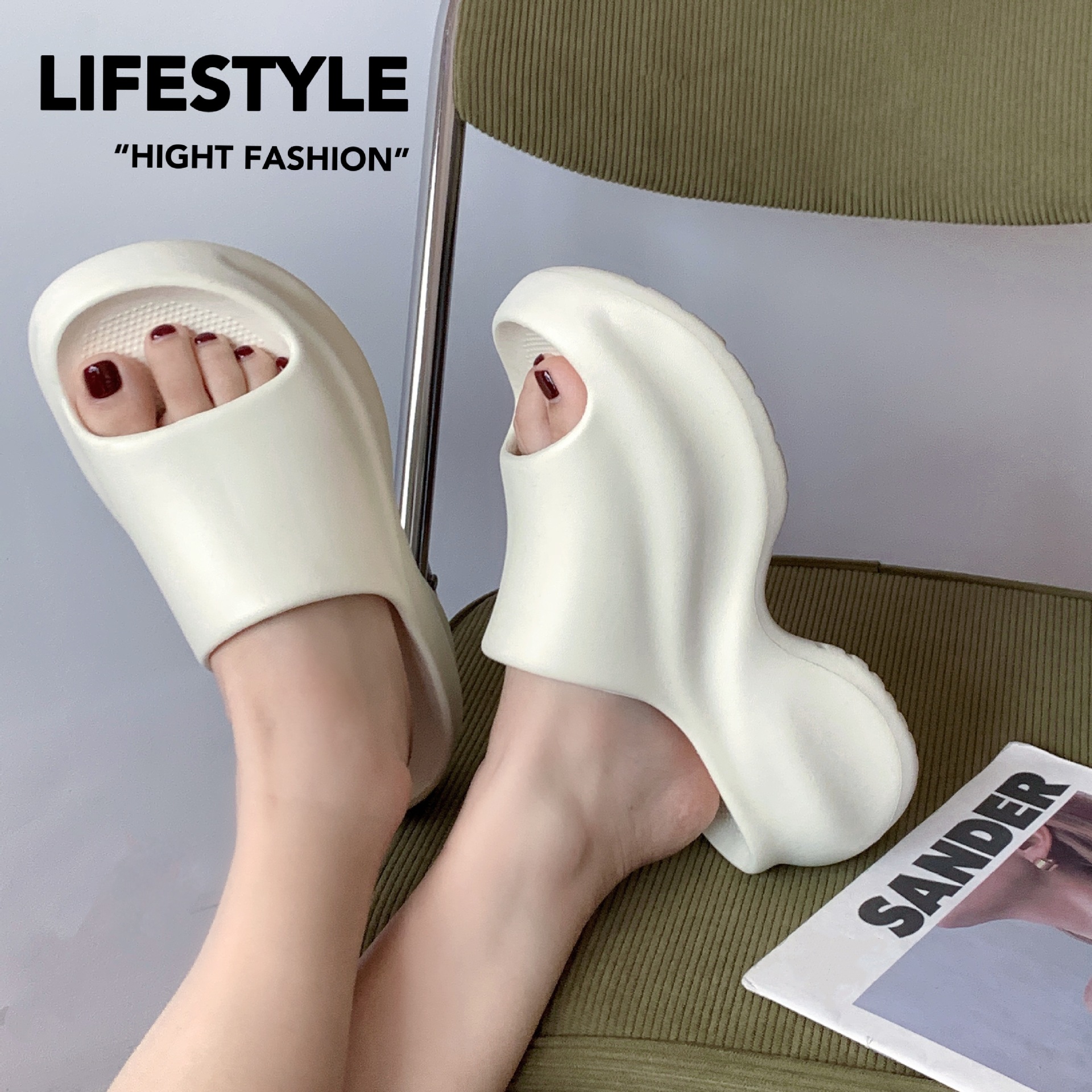 Simple Thick Slippers EVA Super Soft Ultra Light Slides Fashionable Outer Wear Women's Summer Non-slip Deodorant New Style Sandals