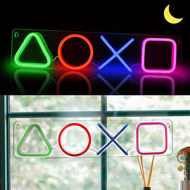 亚马逊跨境爆款霓虹灯背景板亚克力透明游戏符号数字标灯牌装饰
