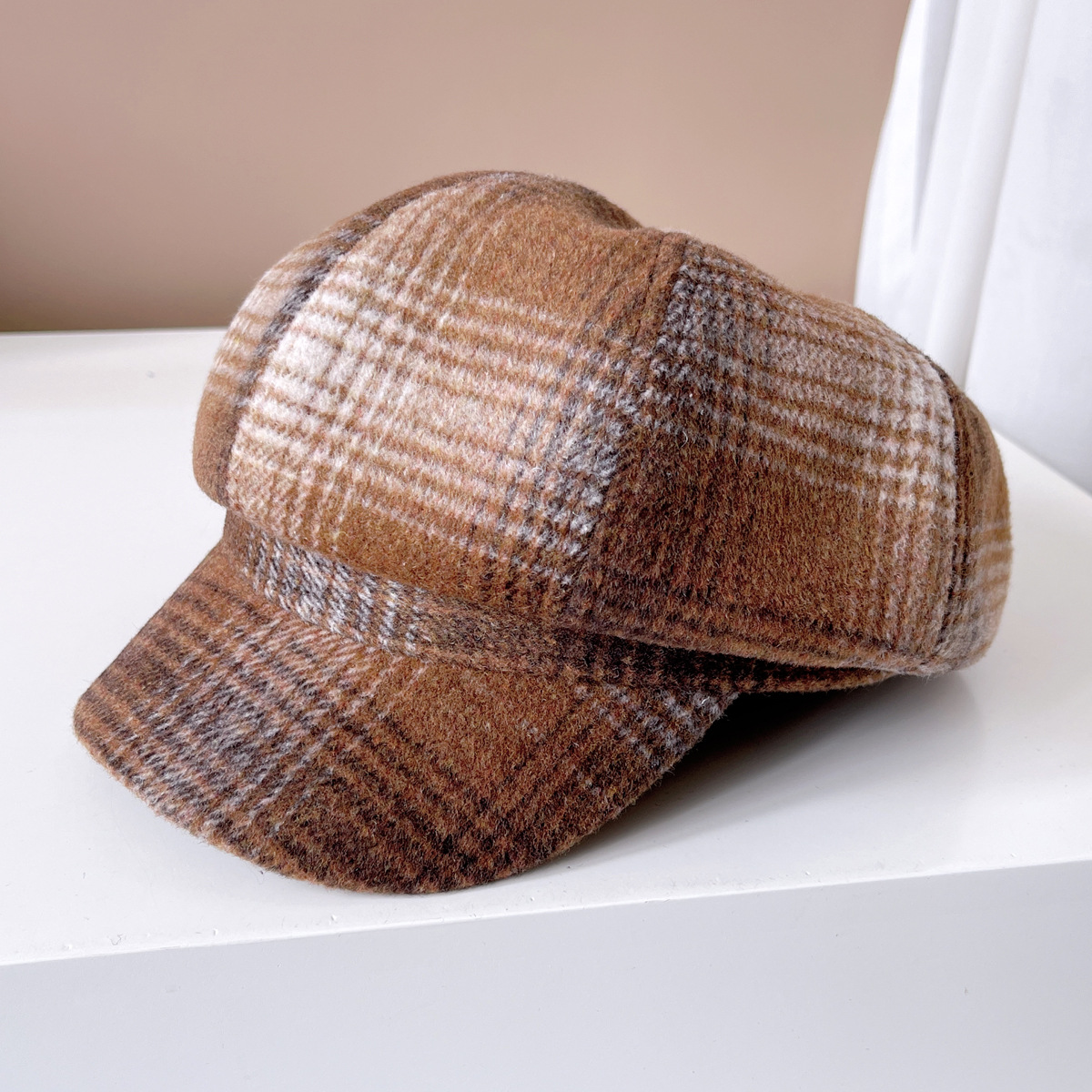 Femmes Style Simple Style Britannique Plaid Avant-toit Large Chapeau Béret display picture 4