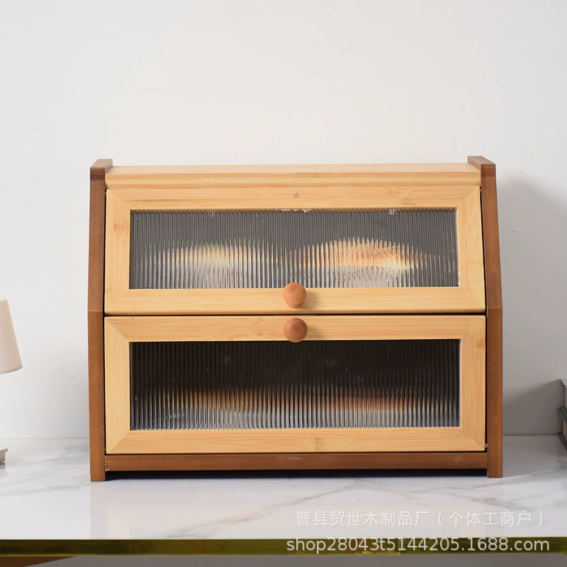 Деревянная коробка для хлеба, коммерческая коробка для хранения хлеба, бамбуковая двухслойная коробка для хранения тортов, закусок, коробка для хранения еды