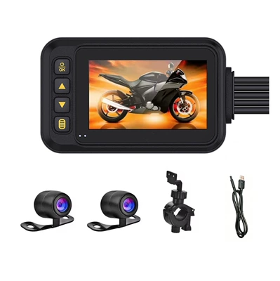 HD double recording factory – Motorcycle driving recorder - b2-host-wire-control-round-lens-round-lens-usb