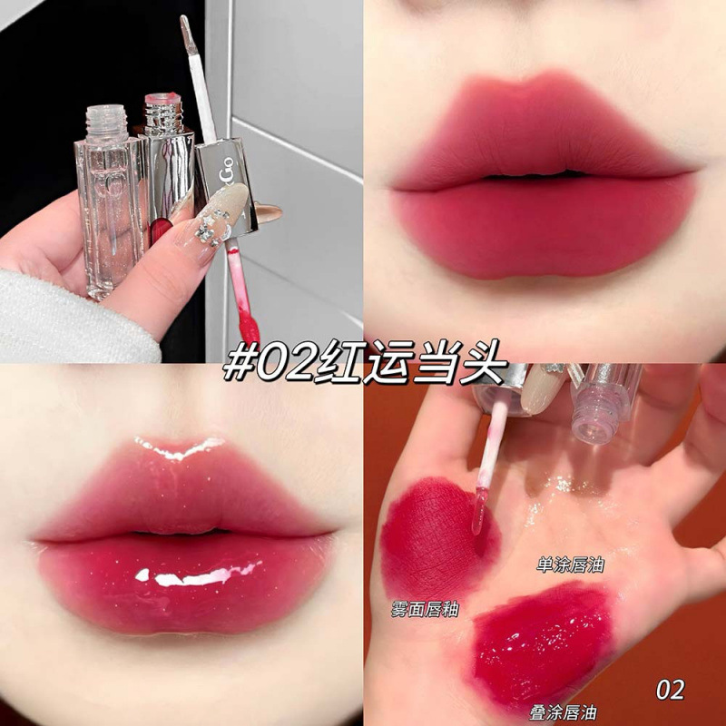 LUCKGO veludo esmalte labial de doble efecto espejo de agua brillante niebla matte maquillaje de doble cabeza esmalte labial de doble cabeza esmalte labial