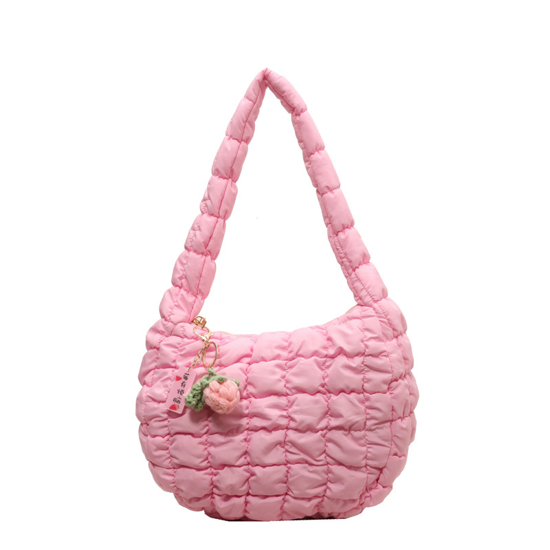 Bolso de hombro para mujer 2026, nuevo bolso casual de burbujas, estilo coreano, de algodón, plisado, tipo nube, a la moda, artículo de gran tendencia