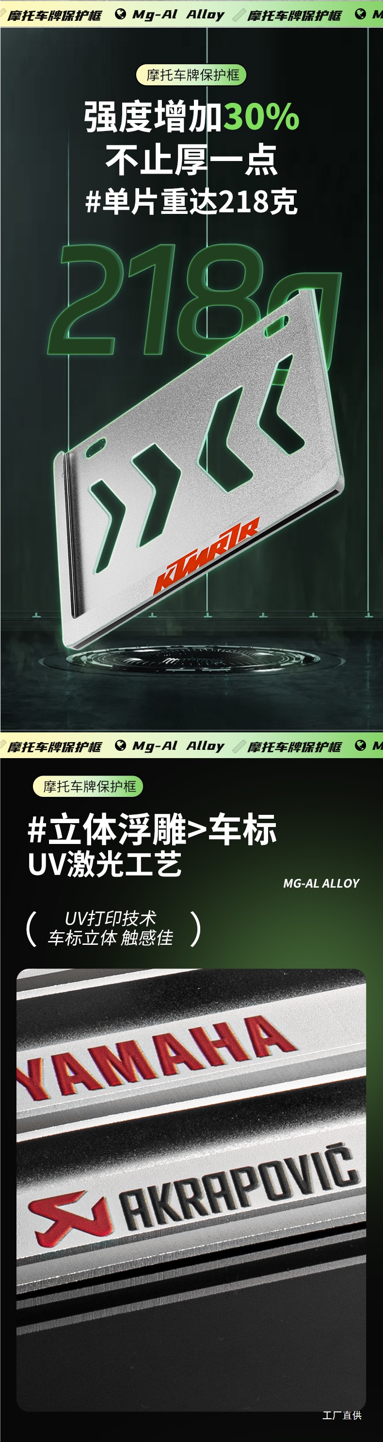 Motorcycle Rear License Plate Frame, License Plate Holder, Frame for Motorcycle, Scooter, Yamaha, Kawasaki, Suitable for