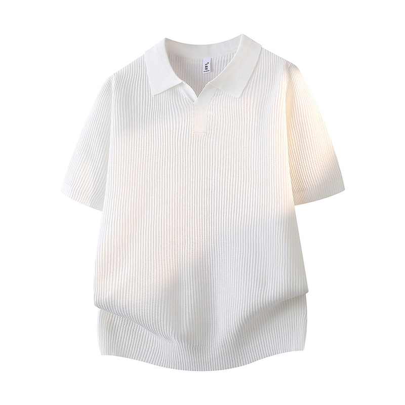 Polo camiseta de punto camiseta de manga corta hombre V-collar gaviota línea vieja camiseta de seda de hielo viento verano fábrica transfronteriza al por mayor