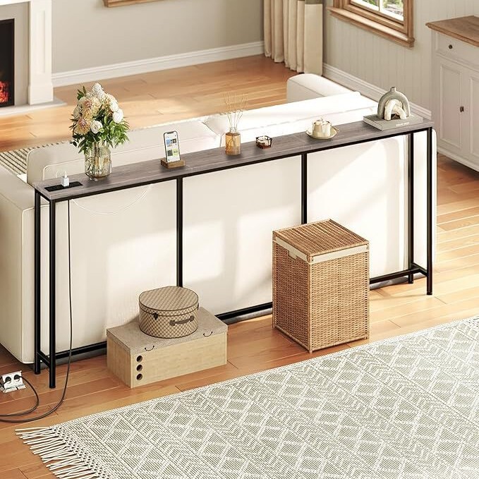 Narrow Console Table with Power Outlet, Sofa Table, Long Back Sofa with Charging Station, Entryway Table, Sofa Back Table Narrow Console Table with Power Outlet, Sofa Table, Long Back Sofa with Charging Station, Entryway Table, Sofa Back Table