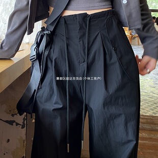 Cargo Pants Women's Summer New High-Waist Parachute Pants Casual Wide-Leg Pants Quick-Drying American Sports Pants Spring and Summer