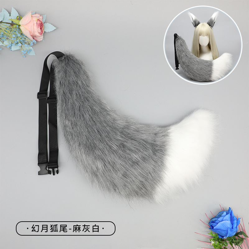 Entrega de una sola pieza grande hecho a mano bestia oreja bestia cola de peluche Cosplay accesorios de joyería cola de zorro accesorios de cola de lobo
