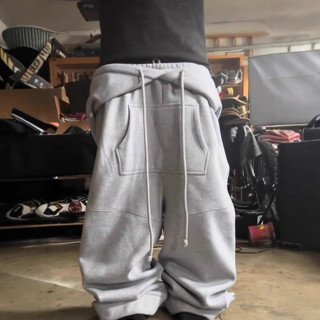 Otoño y invierno de 2025 nuevo otoño y invierno transfronterizos Amazon forma hip-hop estilo callejero suelto pantalones personales de color sólido