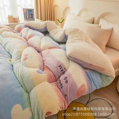冬は牛乳の絨毯の布団で、芯の雪の絨毛の両面の絨毛の綿で冬は厚くて暖かい羊の小毛のシングル布団を厚くします。