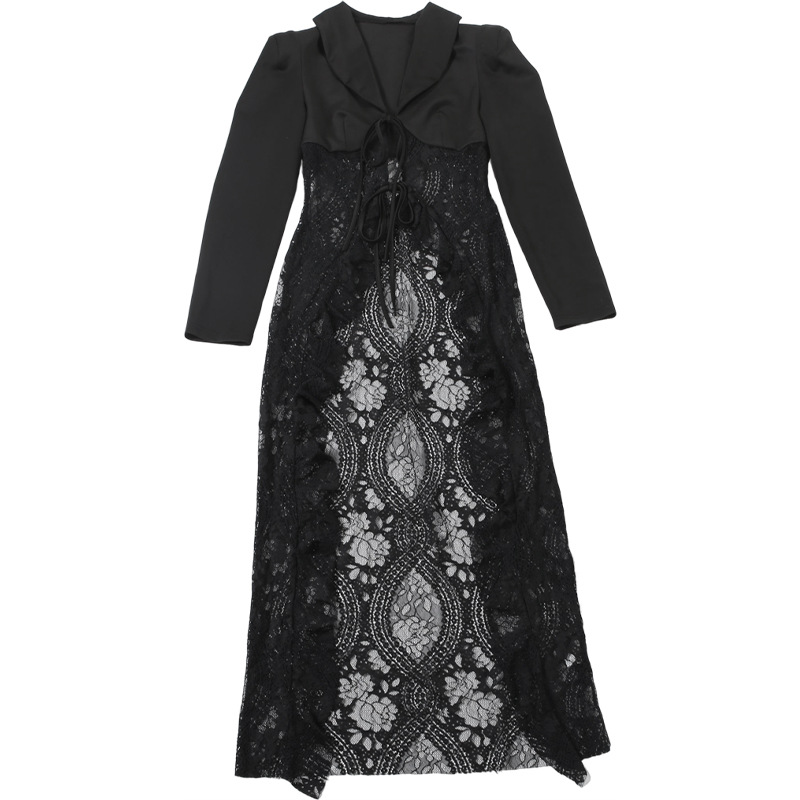 2025 Autumn Winter New Women's Fashion Trendy Street Style Lace Patchwork Cardigan Blazer_ecoleips.com