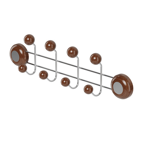 Stainless steel wood grain door hook, door-mounted hanging rack with strong adhesive, new Chinese style double-row wood grain hooks