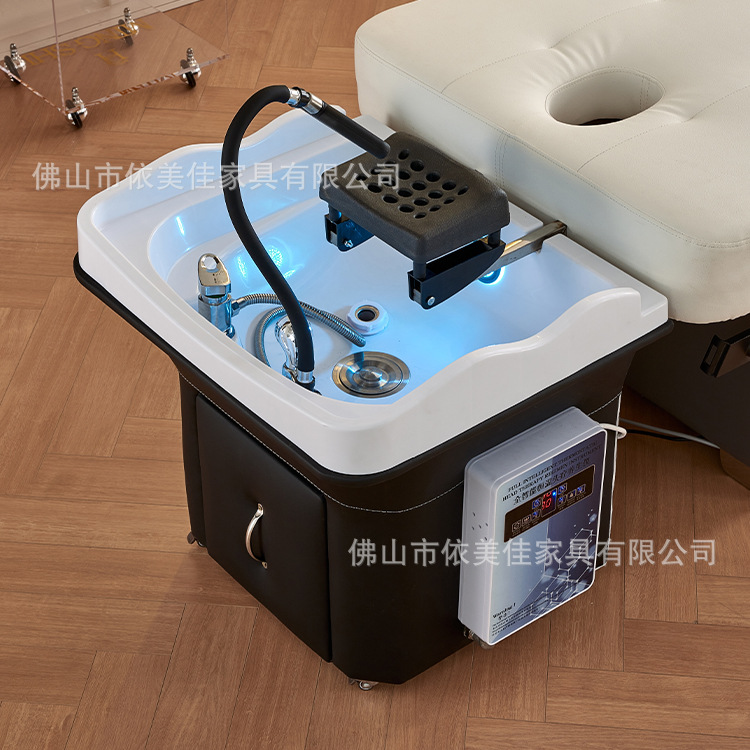 Cama de lavado de cabello móvil para tratamiento de cabello especial para salón de belleza, lavabo de cabello para aparatos de tratamiento de cabello de agua fumigada y lavabo de circulación de cabello