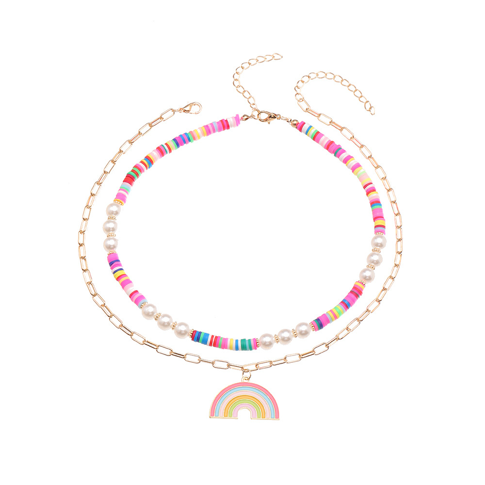 Collar Multicolor Étnico De Cerámica Suave Con Perlas De Arco Iris display picture 6