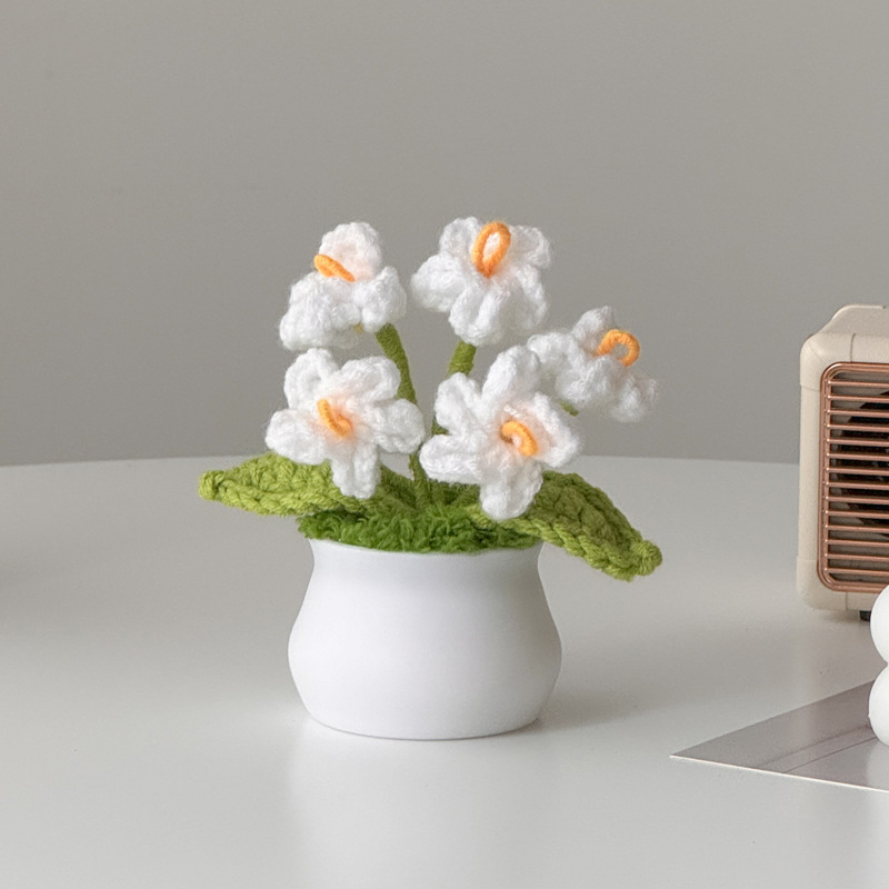 Regalos de día al por mayor girasoles para chicas, ramo de lana tejida a mano, adornos de mesa pequeños