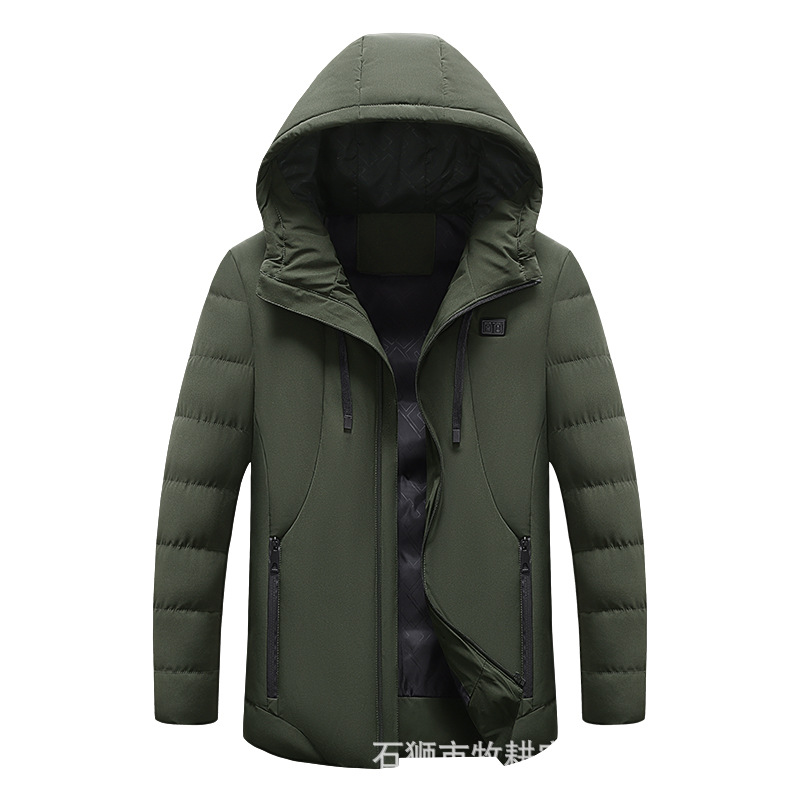 (2개) 공장 직접 국경 간 지능형 난방면 패딩 재킷 USB 일정한 온도 충전 3 색 이중 제어 11 구역 후드 공장 직접