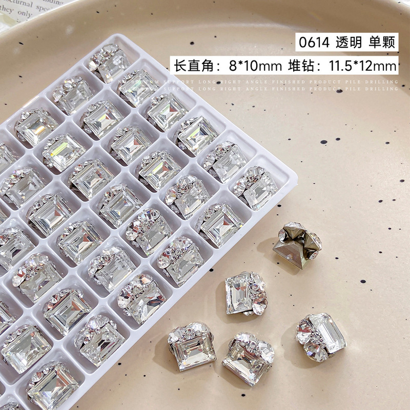 K9无底托美甲堆钻饰品爆闪长直角堆堆钻百搭手工冰糖美甲成品配饰|undefined
