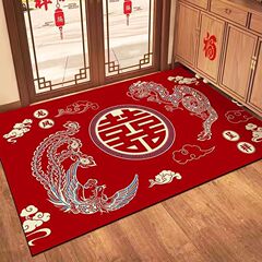 新款结婚硅藻泥地垫红色喜庆入户门地垫门口耐脏地垫新中式玄关垫