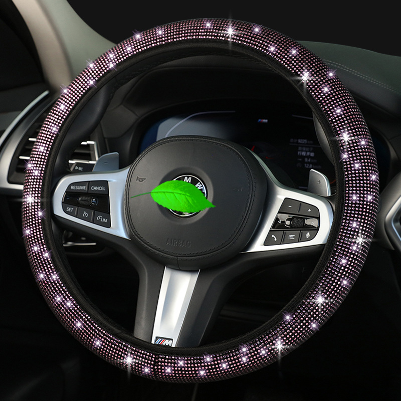 Nuevo coche volante cubierta primavera y verano completo diamante rhinestone perforación caliente sin anillo interior cubierta de la rueda de dirección transfronteriza Amazon