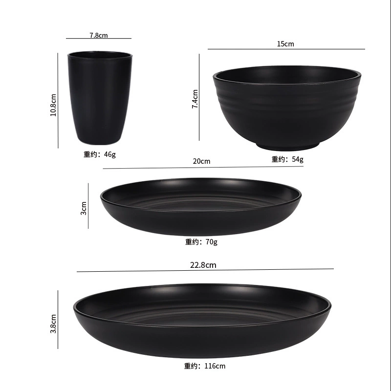 Black travel handheld tableware with glass, ecological set, Amazon