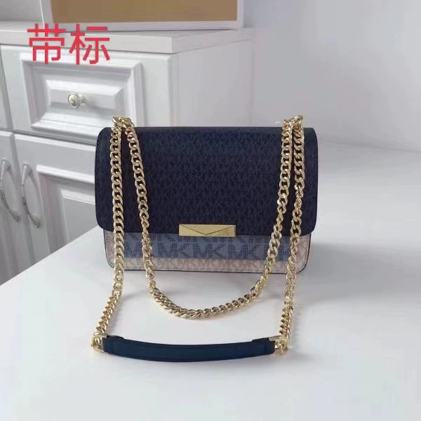 New Model Mk Women's Bag Jade Accordion Bag Monogram Summer Shoulder Crossbody Chain Bag Box Bag Genuine Leather Small Square Bag