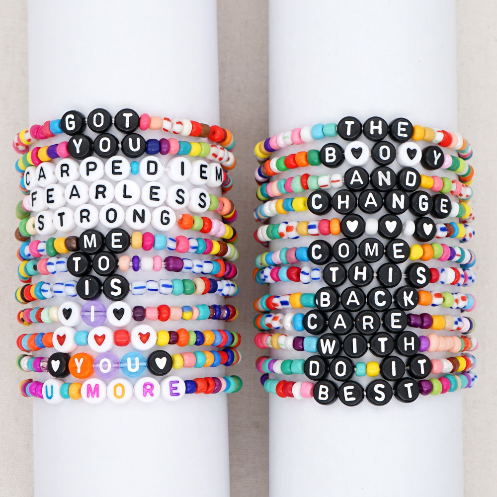 Bohemian Style Simple Glass Colored Millet Beads Letter Beaded Bracelet display picture 28