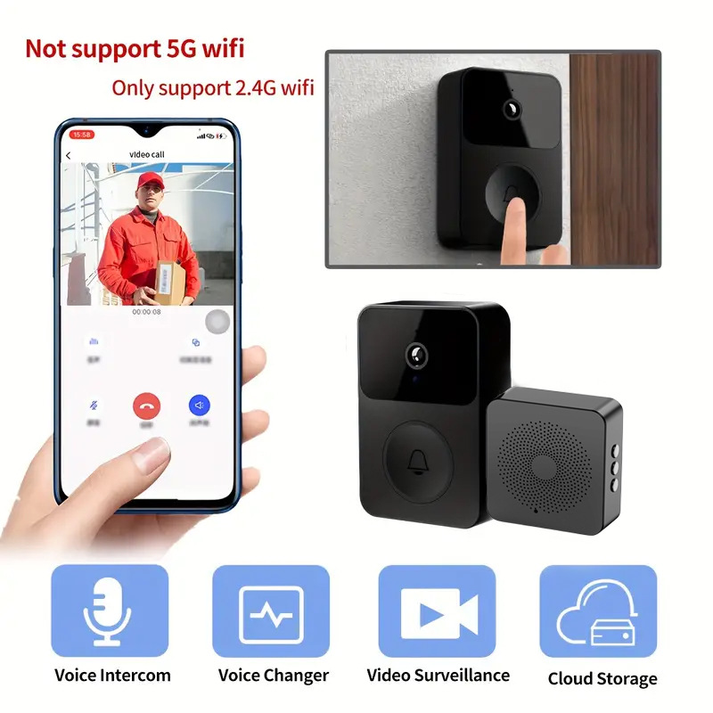 Timbre de video Hogar H5 Timbre electrónico inteligente inalámbrico Timbre inalámbrico Timbre WIFI Fábrica de Dingdong al por mayor