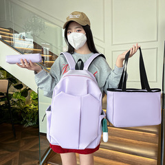 簡約背包女雙肩包2024新款大容量時尚書包女生大學生輕便旅行包