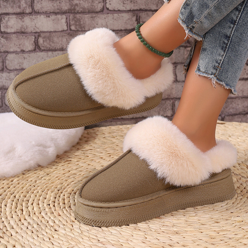 Thick-soled and fleece-thickened indoor cotton shoes woolen shoes_voghion.com
