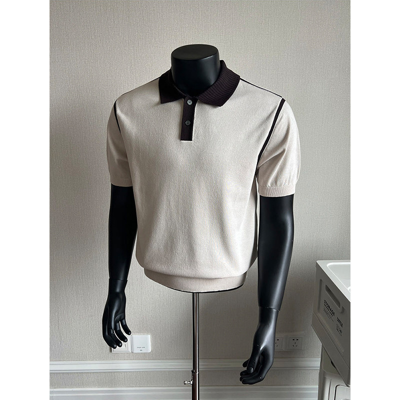 Polo camiseta de punto camiseta de manga corta camiseta de hombre paul línea tridimensional viejo qianfeng verano fábrica transfronteriza al por mayor image 8