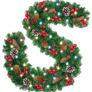 Cross border hot sale green pvc Christmas decoration rattan hotel mall bar door hanging decoration Christmas encryption Rattan