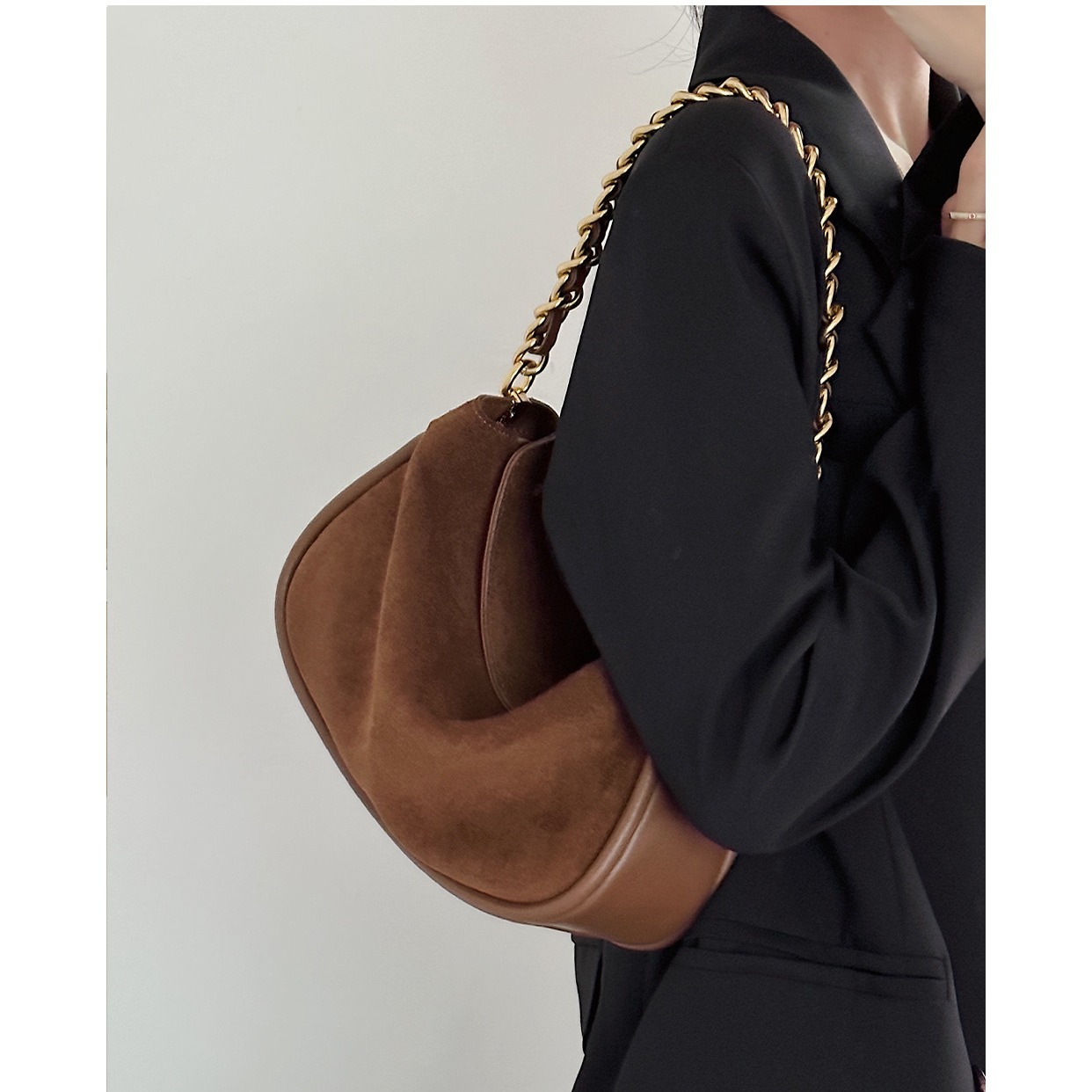 Niche design new frosted cowhide chain bag women's shoulder crossbody retro style dumpling bag underarm bag commuter