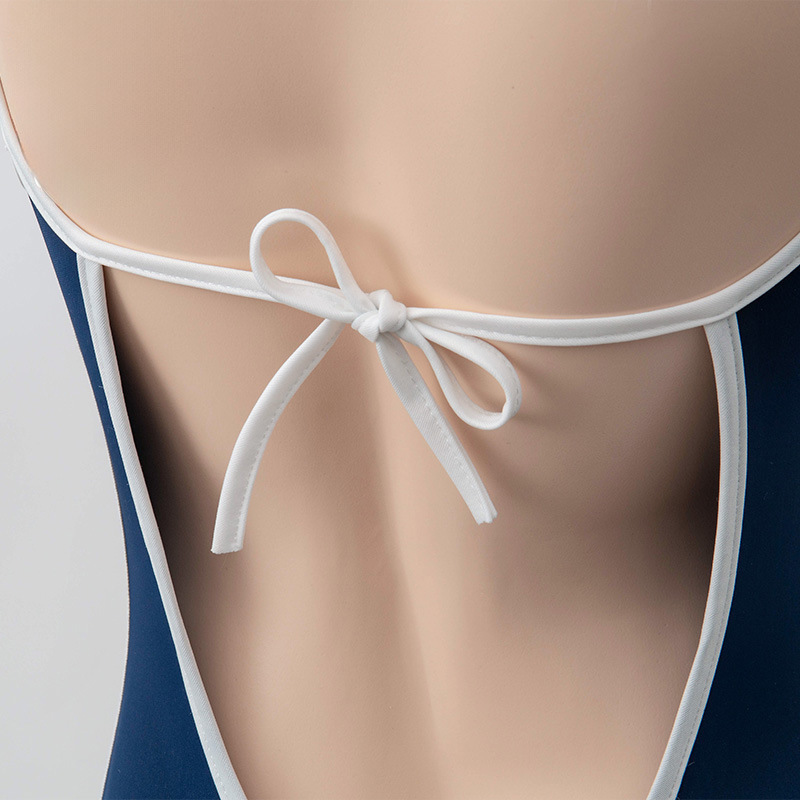 Bañador de mujer de dos piezas, combinación de colores sexy, cintura alta, ajuste delgado, deportes conservadores, trajes de baño de vacaciones de alta elasticidad