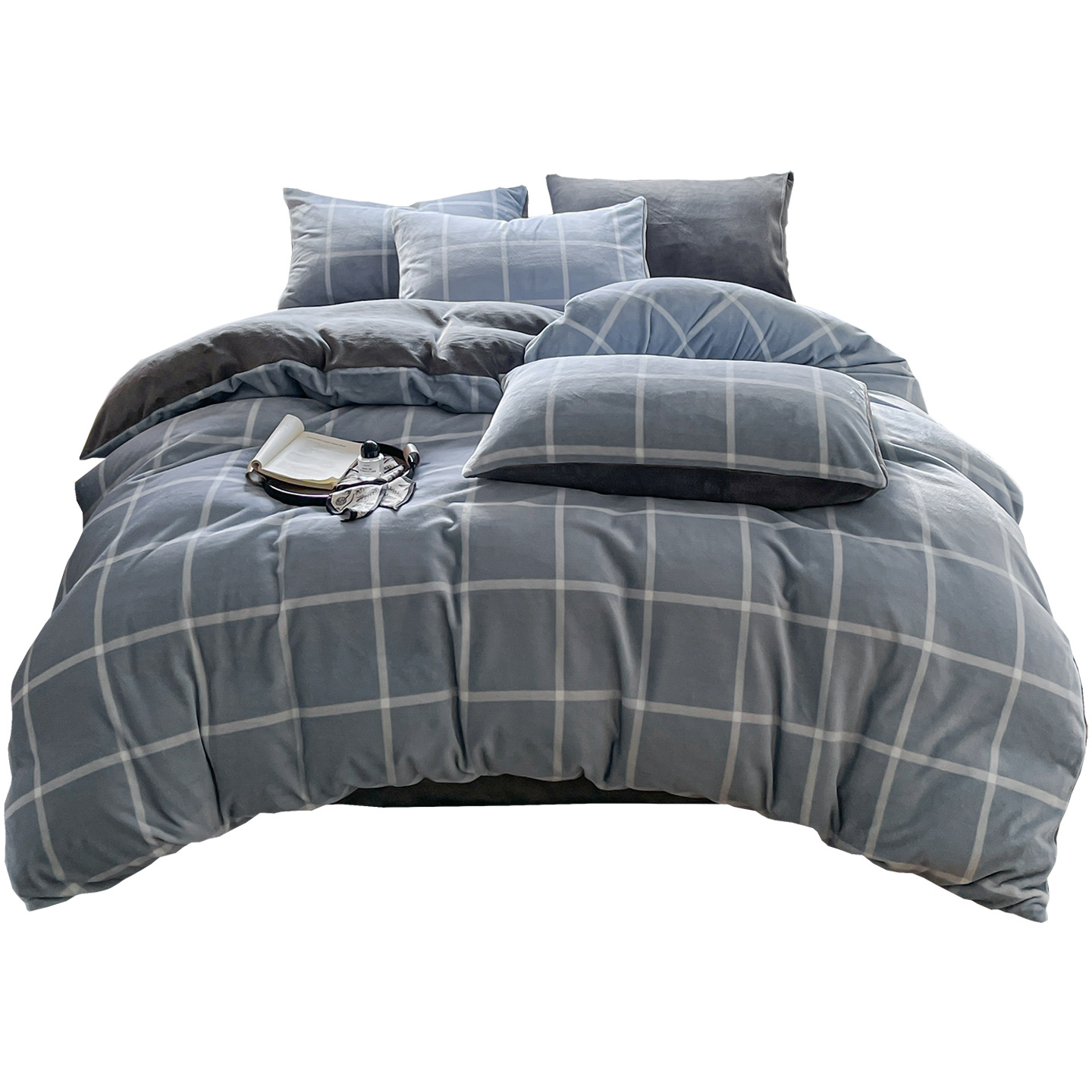 Invierno engrosado de leche de seda de cuatro piezas de doble cara coral edredón cubierta sábanas de franela para niños cama cama cama cama de cama