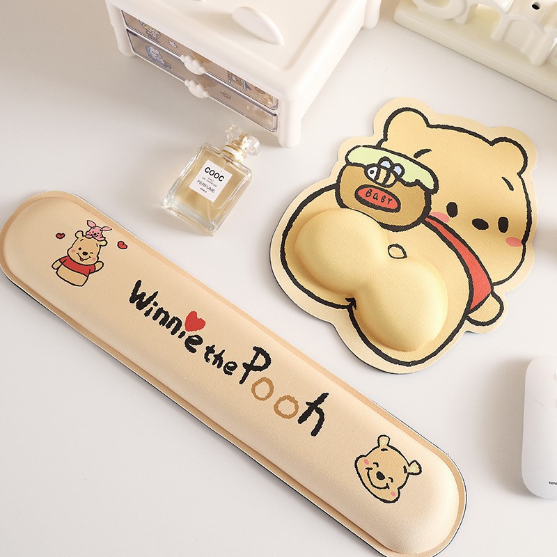 푸싱 방귀 노란색 곰 마우스 패드 키보드 손 휴식/2 팩