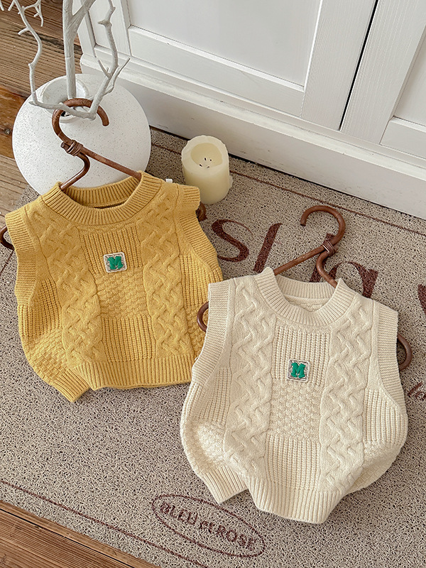 Primavera coreana para niños chalecos de arroz blanco literario camiseta de jersey para niños y niñas primavera y otoño sin mangas hombros