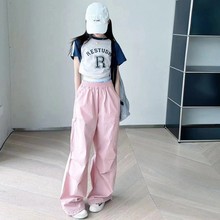 女童2024爵士舞嘻哈街舞工装裤直筒休闲裤舞蹈练功服走秀潮服