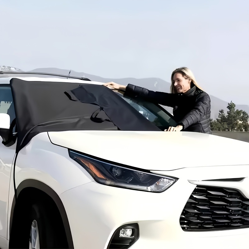 Car front windshield snow cover, cross-border outdoor winter 600D Oxford cloth car snow cover, sunshade