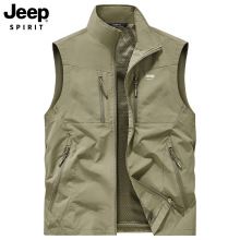 青年春夏纯色摄影钓鱼男马夹户外多口袋休闲马甲立领薄款男2599JP